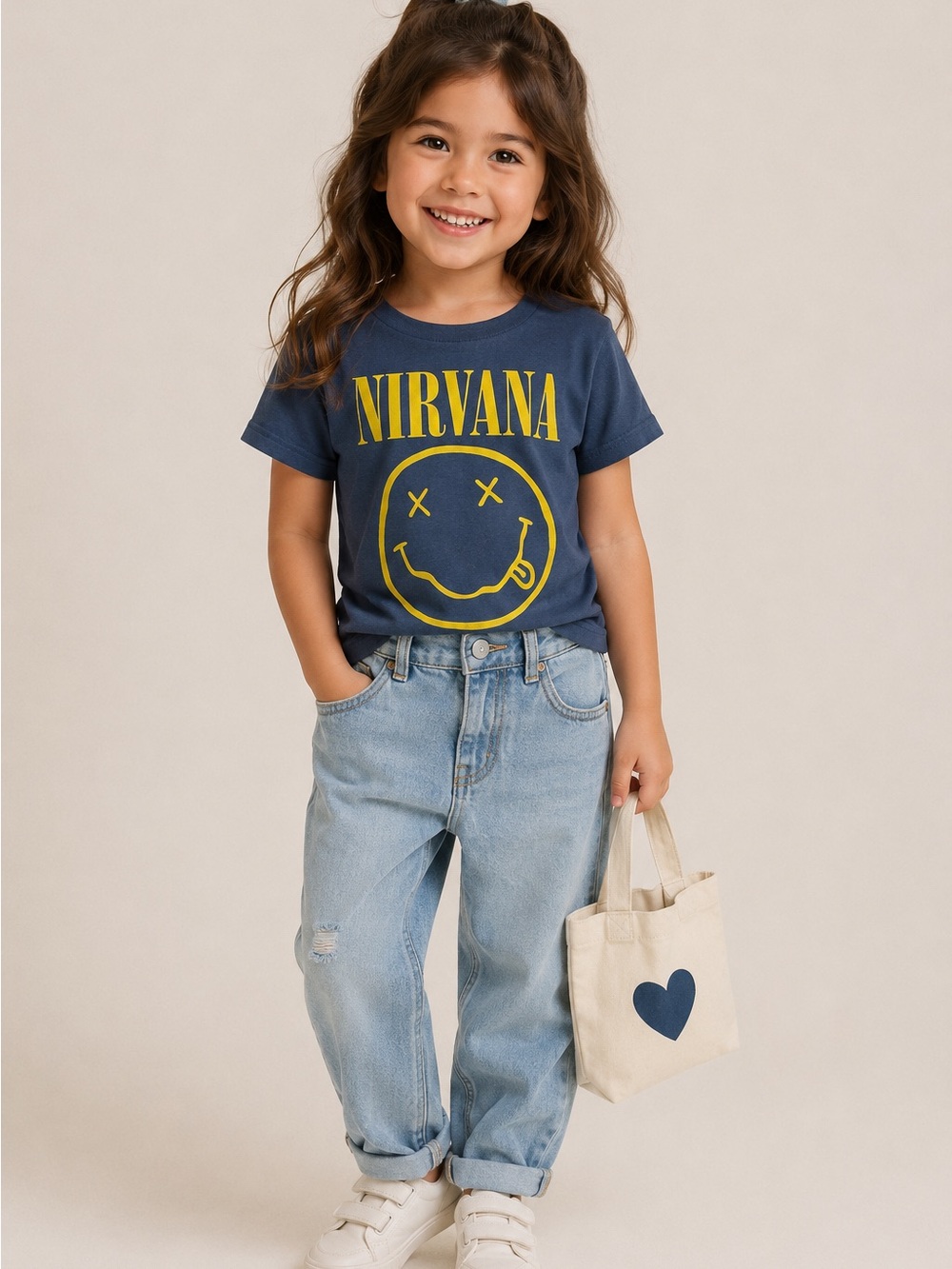 Nirvana Kids' Navy Graphic Tee - Yellow Logo ~ size 5T